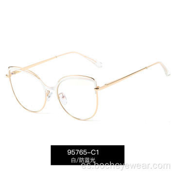 Nuevo metal anti luz azul gafas de mujer cómoda primavera pierna moda marco de anteojos UV400 lente plana